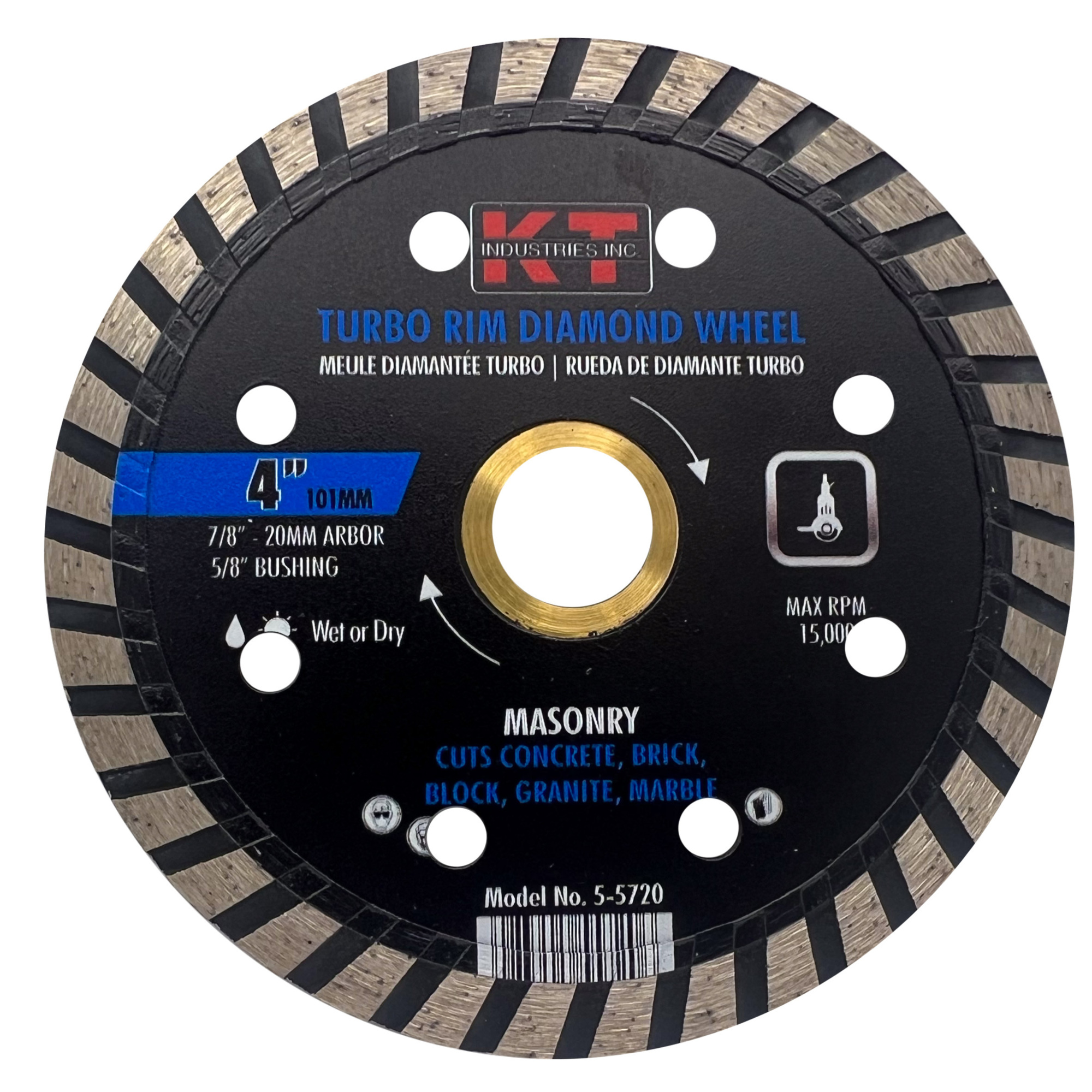 K-T Industries Turbo Diamond Blade — 4in. x .080in., 7mm Width, 13700 RPM, Model# 5-5720